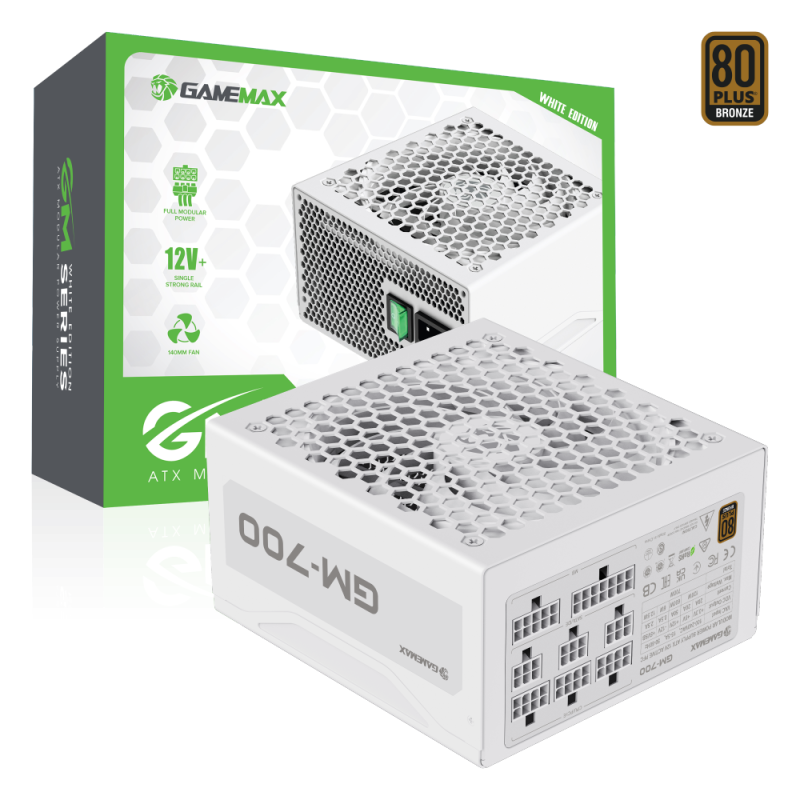 GameMax GM-700 Modular 700 Watts Power Supply 80+ Bronze - White GameMax GM-700 Modular 700 Watts Power Supply 80+ Bronze - White
